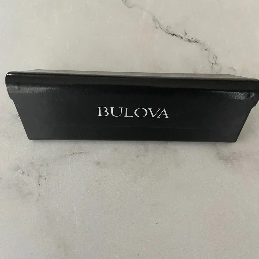 Used Empty Bulova brand eye glasses or sunglasses triangle case magnetic close